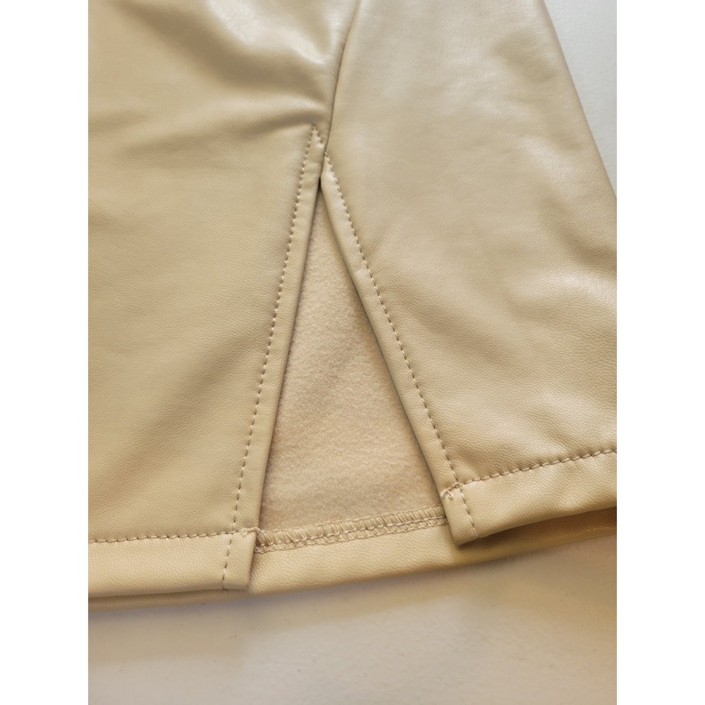 Vintage Rewash Biege Y2K Small Faux Leather Mini Skirt Sexy Siren Rave *READ* - Picture 8 of 10
